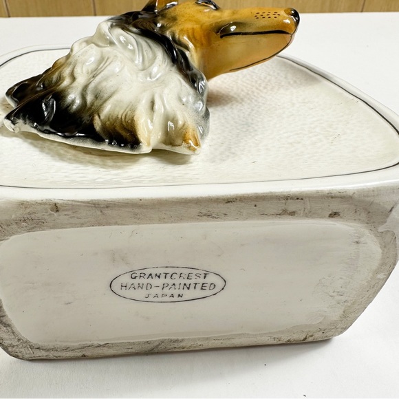 Vintage Grantcrest Japan Dog Plaque MCM Retro Wall Pocket Decor Collie Kitsch - Picture 5 of 13